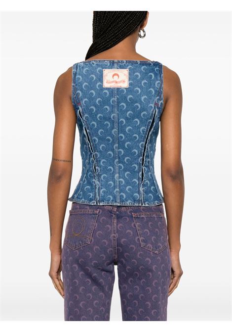 bustier top moon laser denim woman blue MARINE SERRE | WTO408A CDEN0002BL05